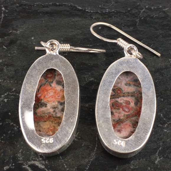 New Jasper Stone Hook Dangle Silver Earrings - Picture 6 of 9
